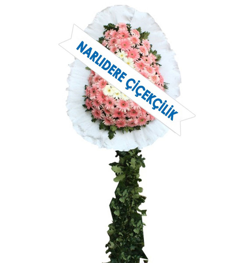 Tekli pembe beyaz duvak çelenk