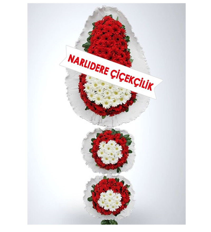3 lü Kırmızı Beyaz Duvak Çelenk