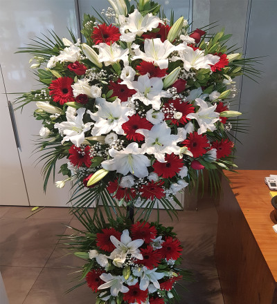 Çift Katlı Kırmızı Beyaz Ferforje