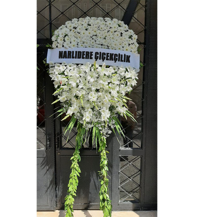 Beyaz Lilyum Cenaze Çelenk