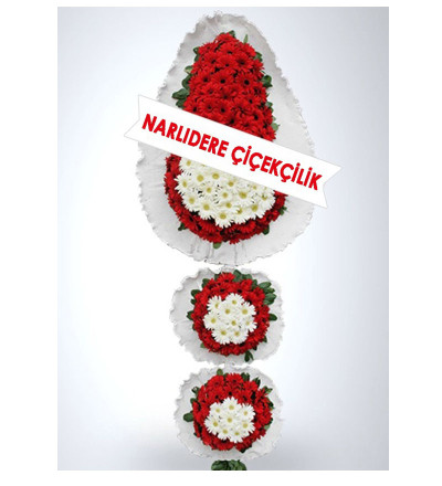 3 lü Kırmızı Beyaz Duvak Çelenk